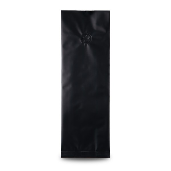 Seitenfaltenbeutel, matt-schwarz, mit Ventil